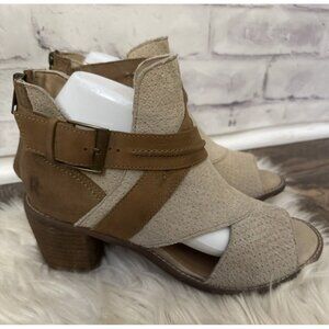 Roan By Bed Stu Natalie Leather Heeled Sandal 8.5 Light Beige Camel Comfort Shoe